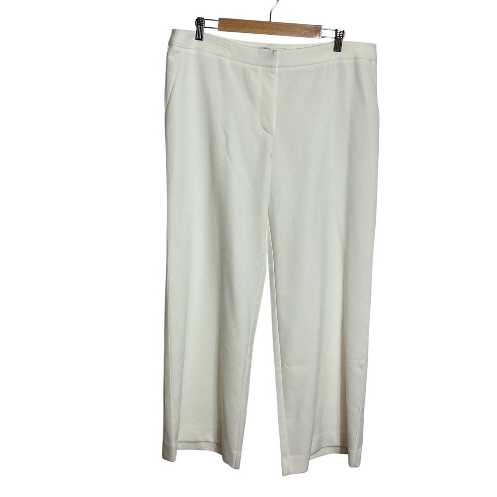 Boston Proper Size 16 White Crepe Wide Leg Pants Classic Minimalist